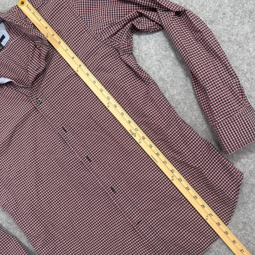 Banana Republic Custom 078 Wash Shirt Mens M Slim Fit Red Navy Gingham Check LS
